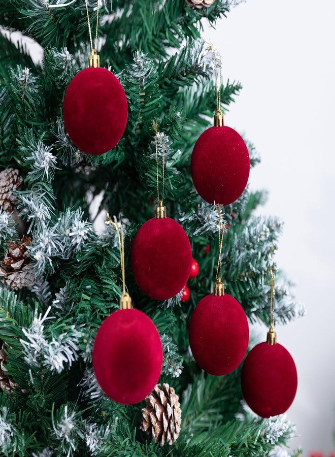Gloreyan 6pcs Velvet Christmas Balls 2.36 Inches Flocked Christmas Hanging Ornaments Ball Red Xmas Tree Velvet Balls for DIY Craft Projects Wedding Christmas Tree Home Decor - Image 4